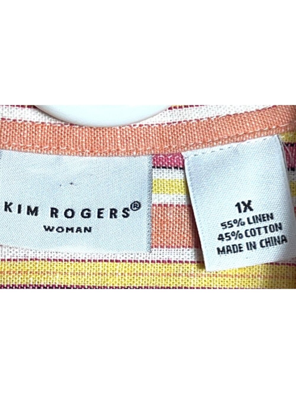 Kim Rogers Heavy Linen Shirt Button Stripe Tunic Capsule Coastal Summer Women 1X - Picture 4 of 11